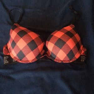 PINK Plaid Push Up Bra